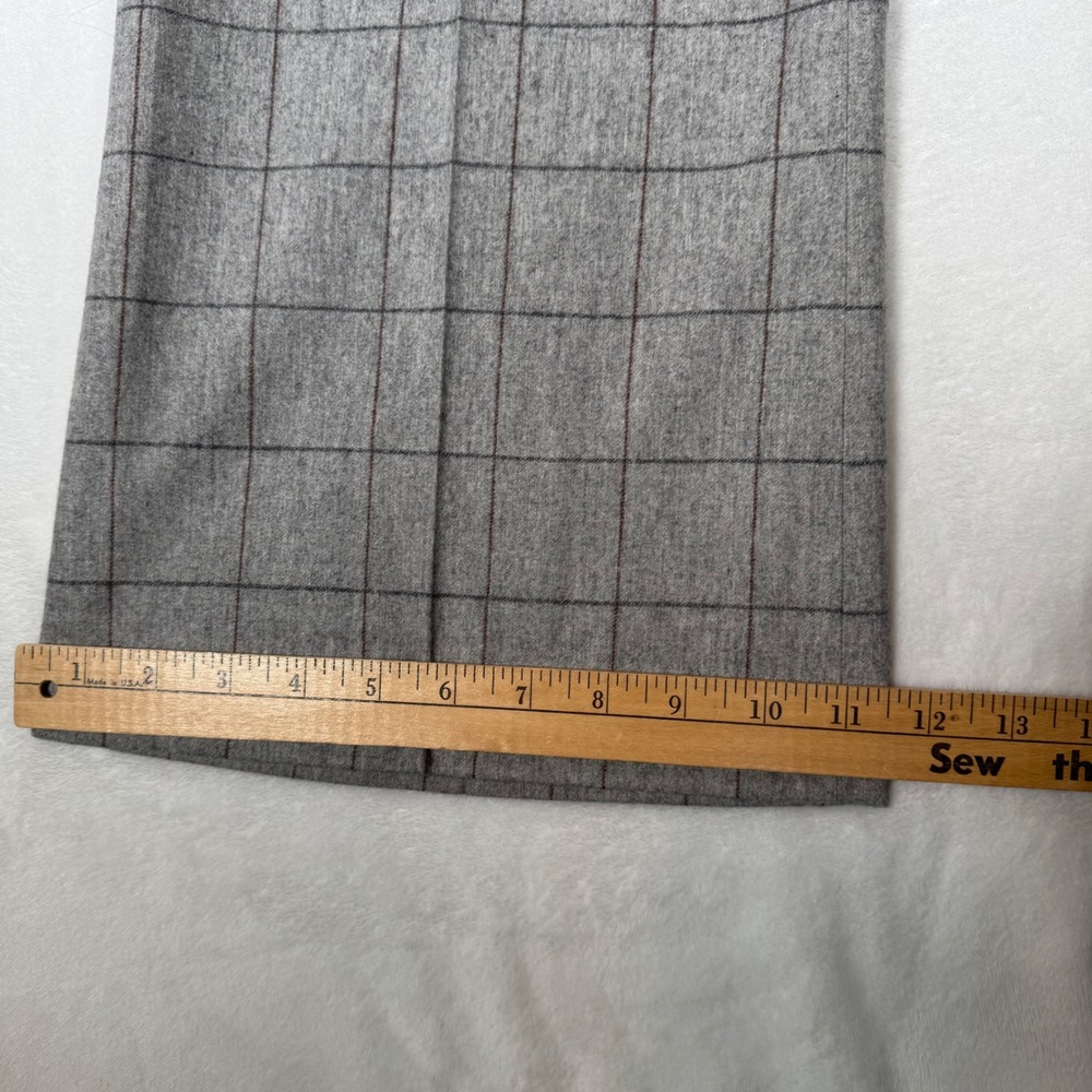 Brooks Brothers Womens 8 Trousers Grey Windowpane Wool Cashmere Wide Leg 42346 - Picture 9 of 12